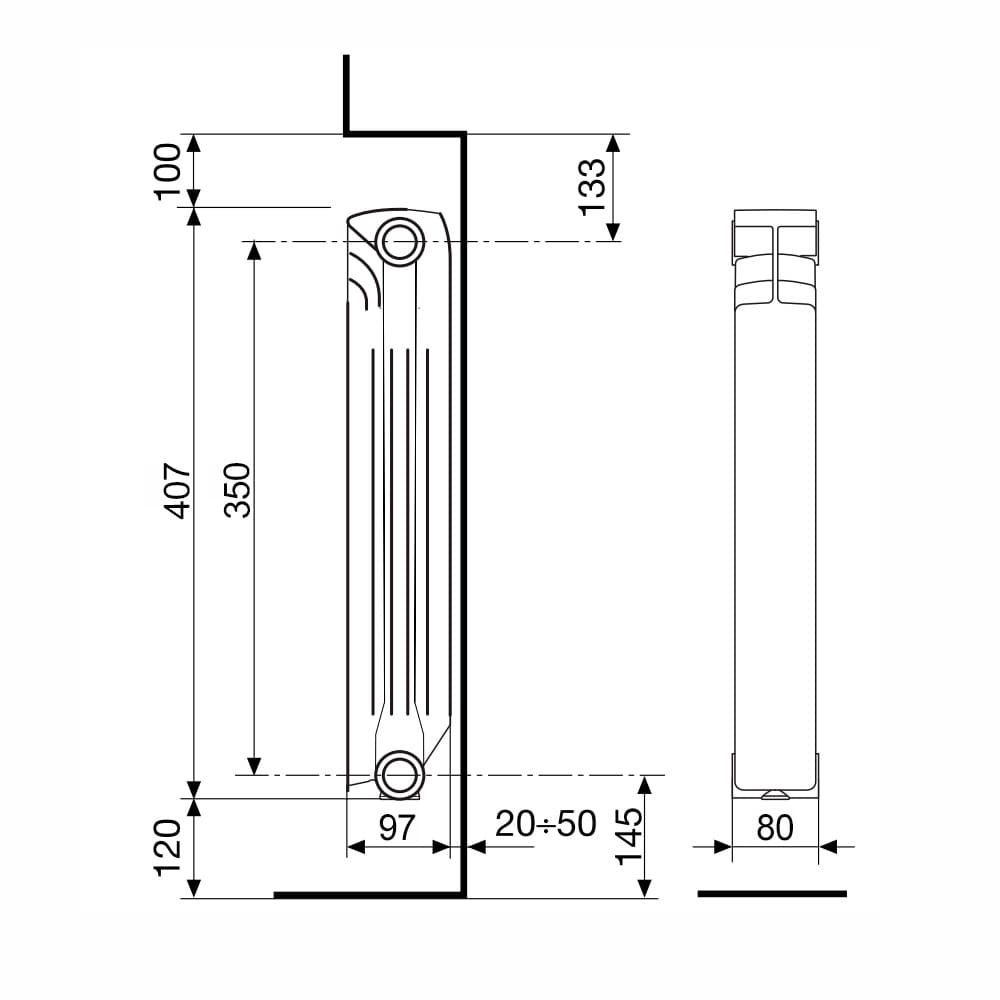 Радиатор алюминиевый Nova Florida EXTRATHERMSERIR SUPER B4 350/100 WHITE